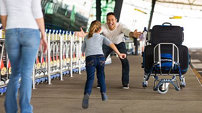 An international family meeting at the airport