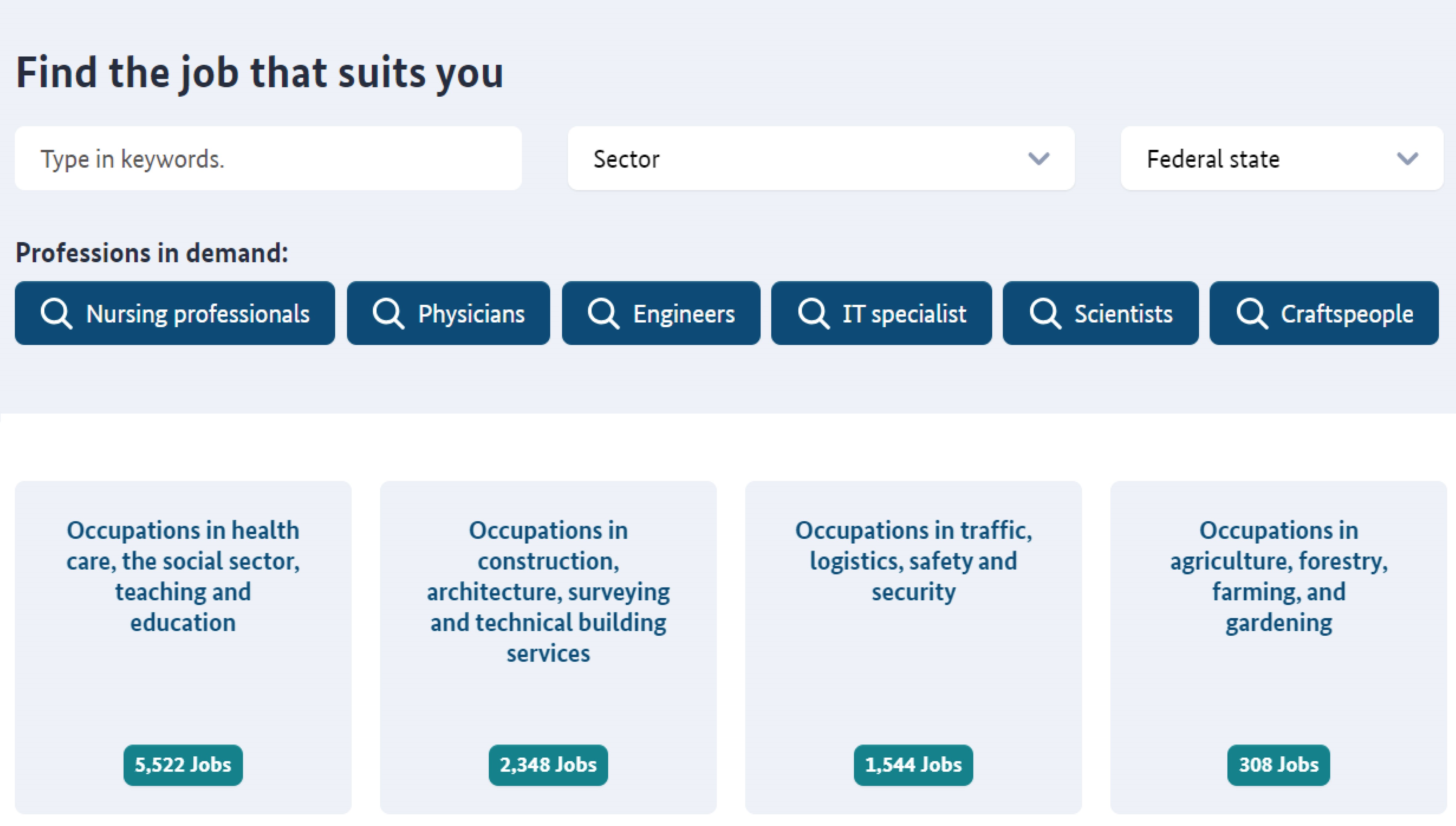 Screenshot of Make it in Germany Job listings